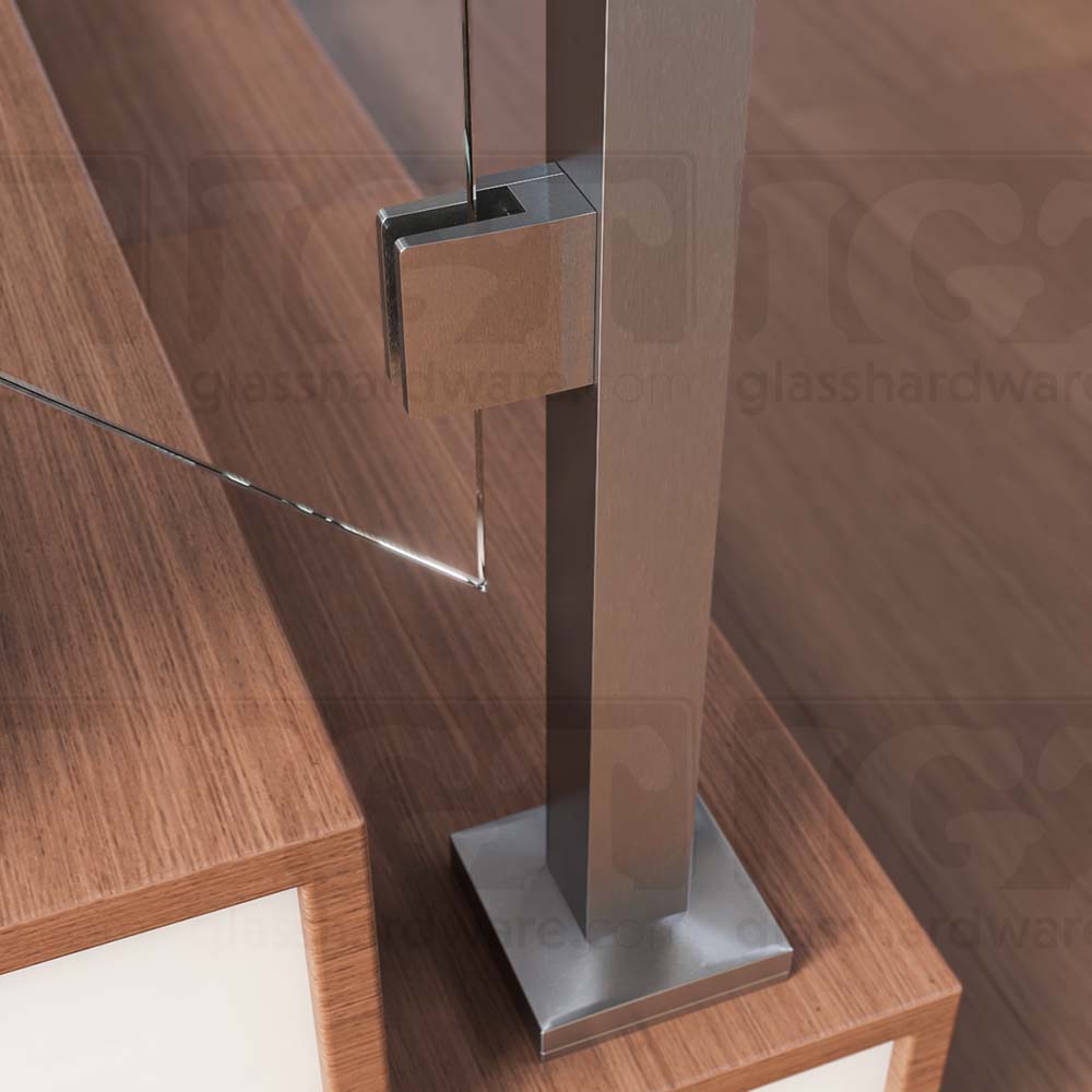 Heavy Duty Glass Clamp (Flat) for  1/2"- 9/16" Glass  - Brushed Stainless - Image 4