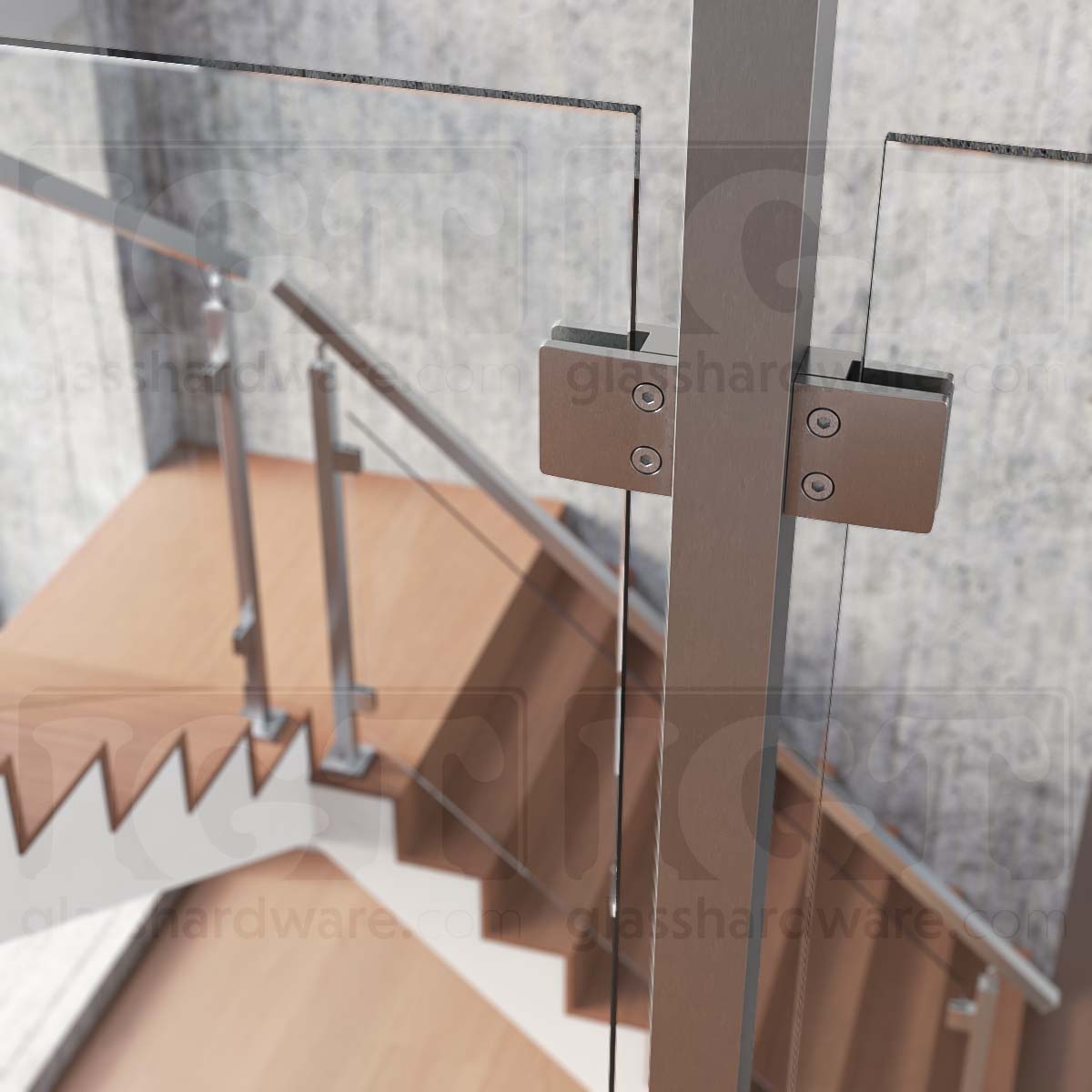 Heavy Duty Glass Clamp (Flat) for  1/2"- 9/16" Glass  - Brushed Stainless - Image 5