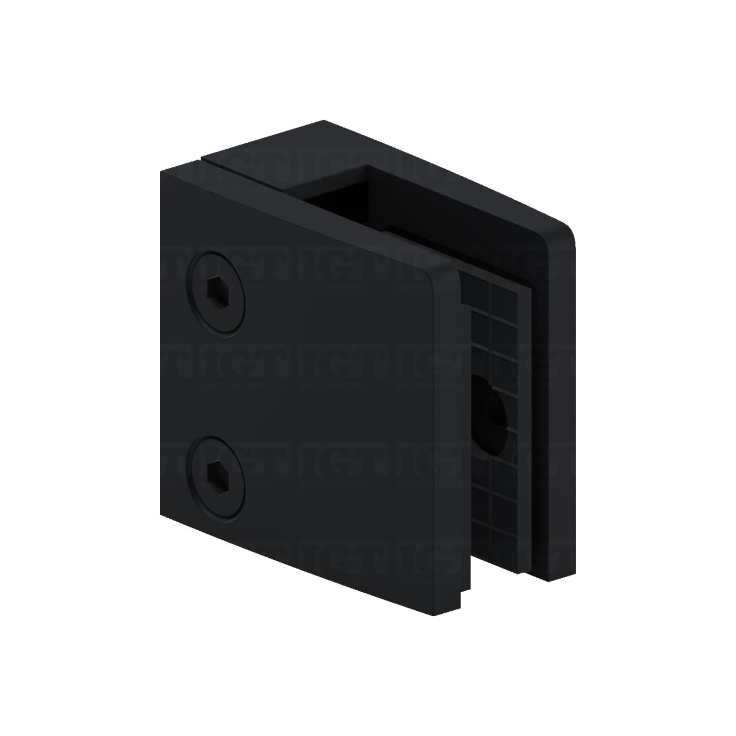 Heavy Duty Glass Clamp (Flat) for  1/2"- 9/16" Glass  - Matte Black