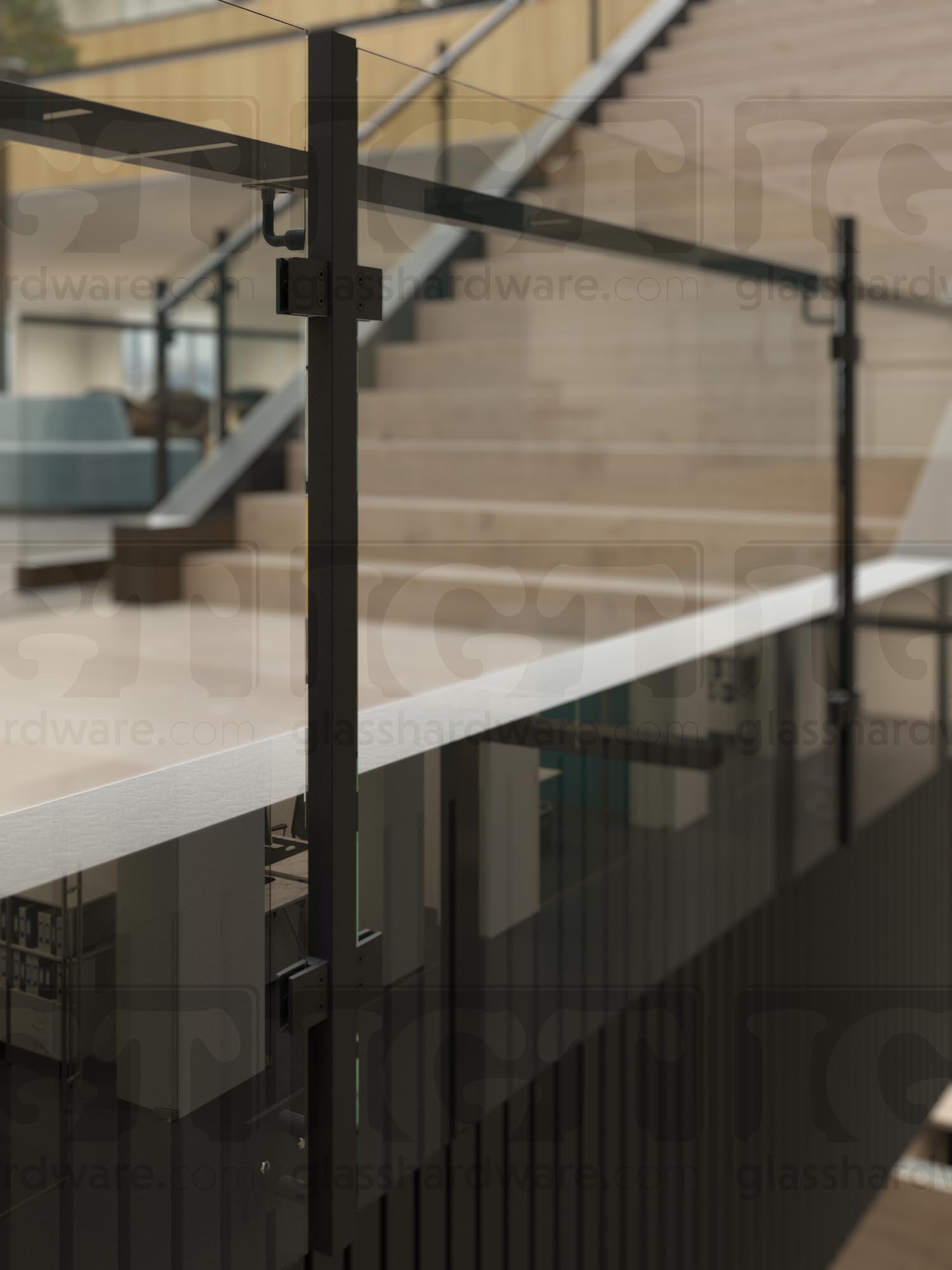 Heavy Duty Glass Clamp (Flat) for  1/2"- 9/16" Glass  - Matte Black - Image 3