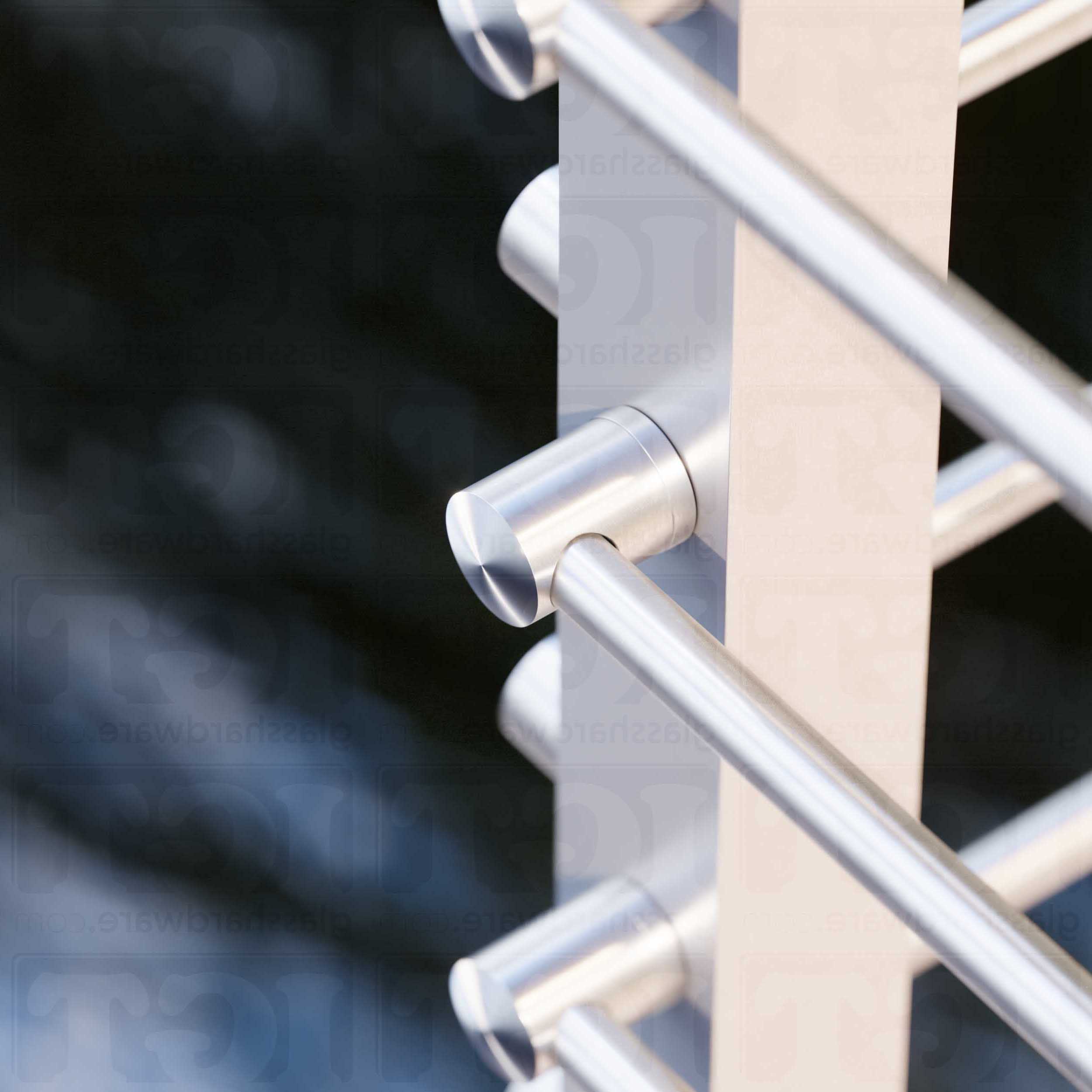 Blind-End Rod Connector for Square Post (Left Hand) - Brushed Stainless - Image 5