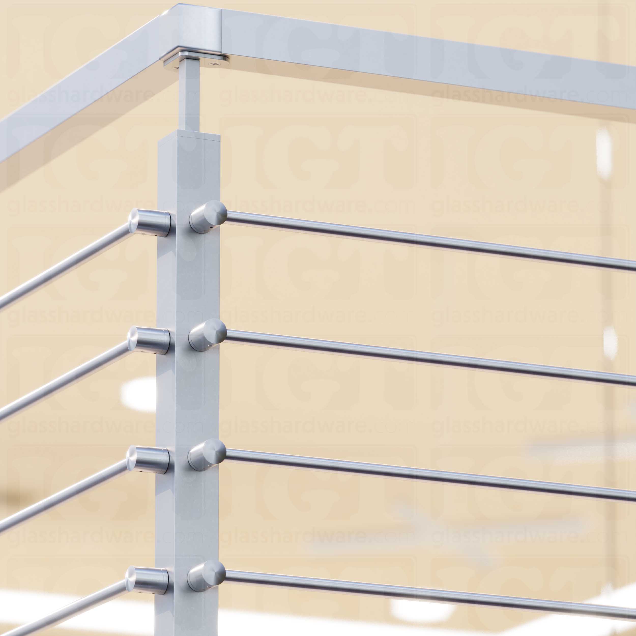 Blind-End Rod Connector for Square Post (Left Hand) - Brushed Stainless - Image 3