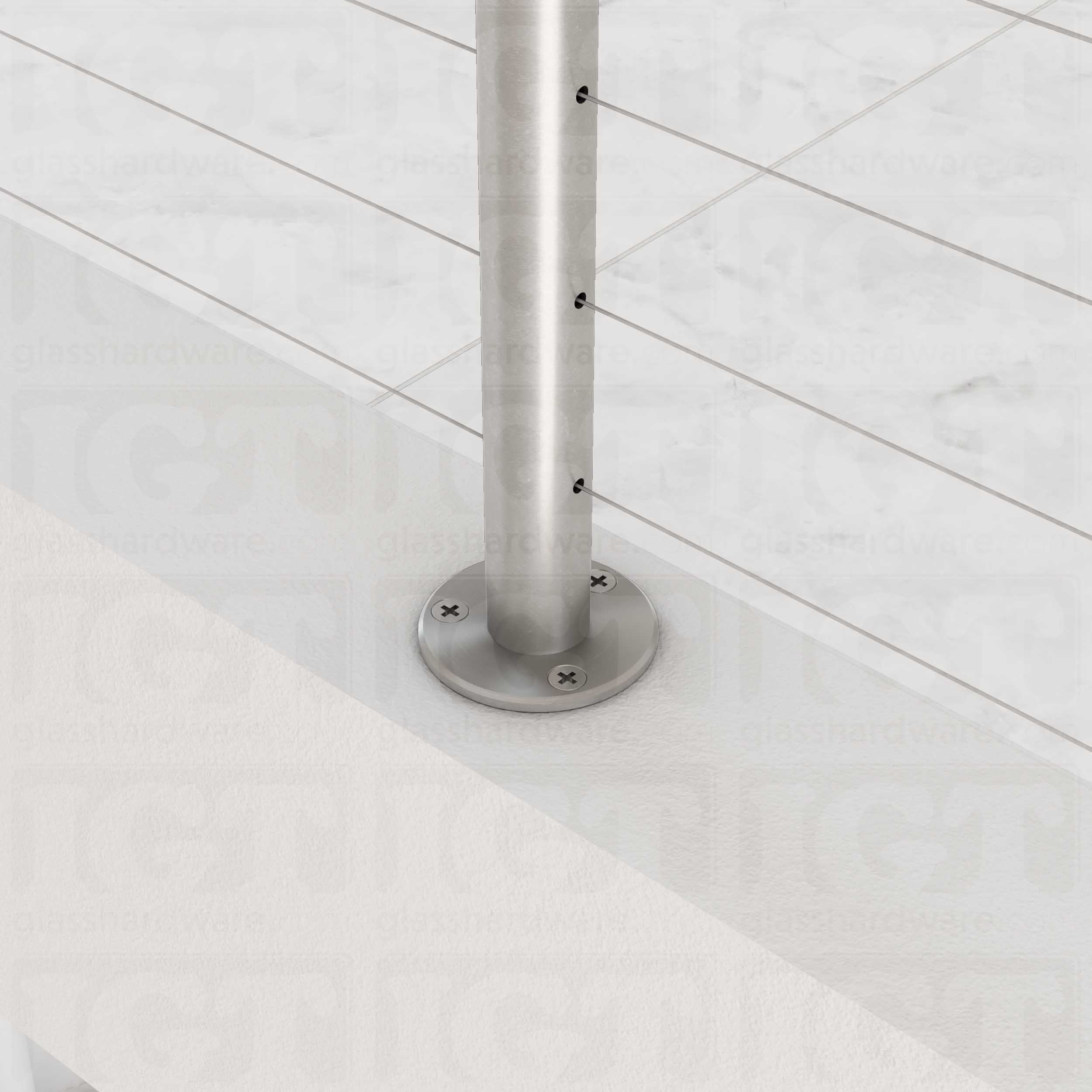 39 1/2″ Round Cable Railing Post - Brushed Stainless - Image 3