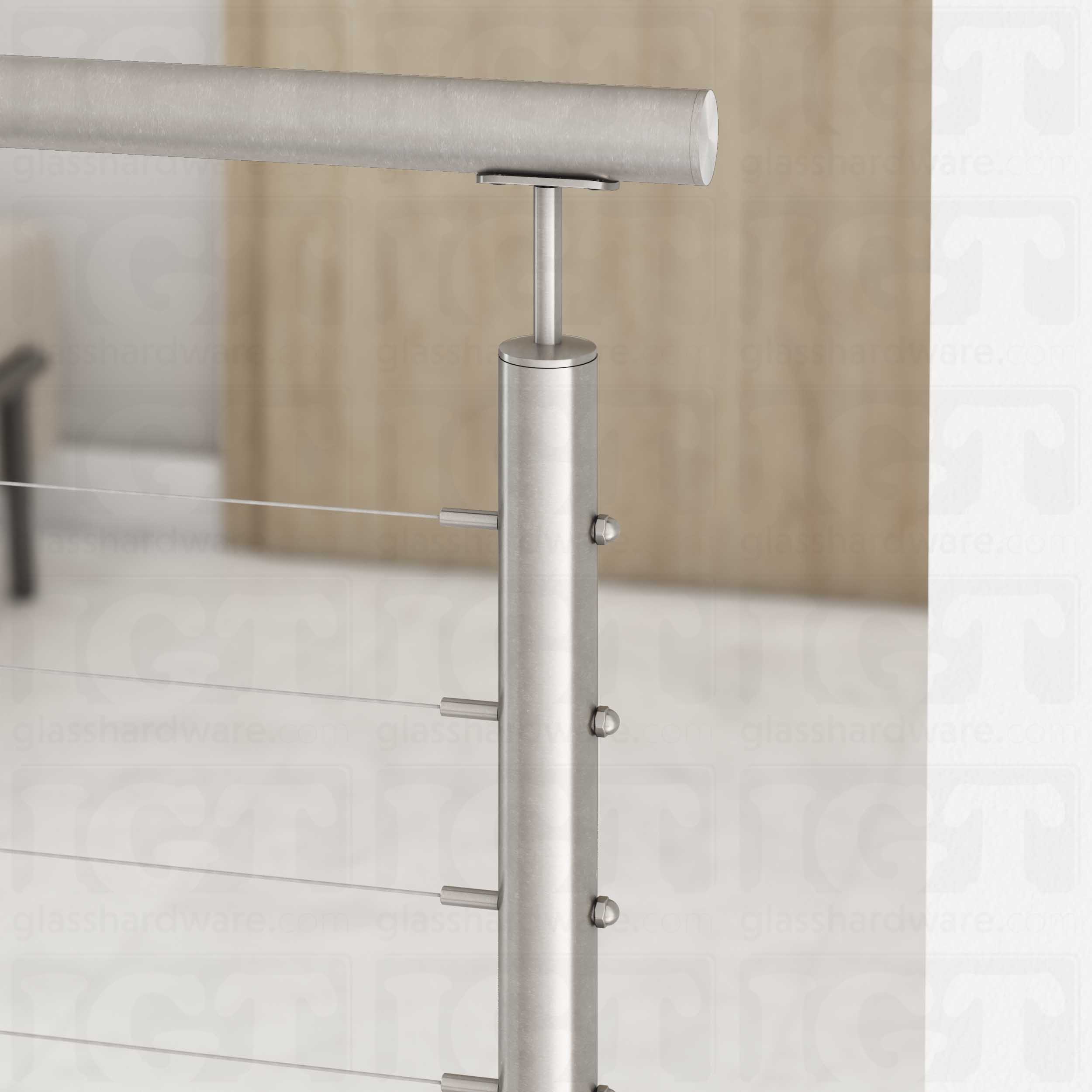 39 1/2″ Round Cable Railing Post - Brushed Stainless - Image 4