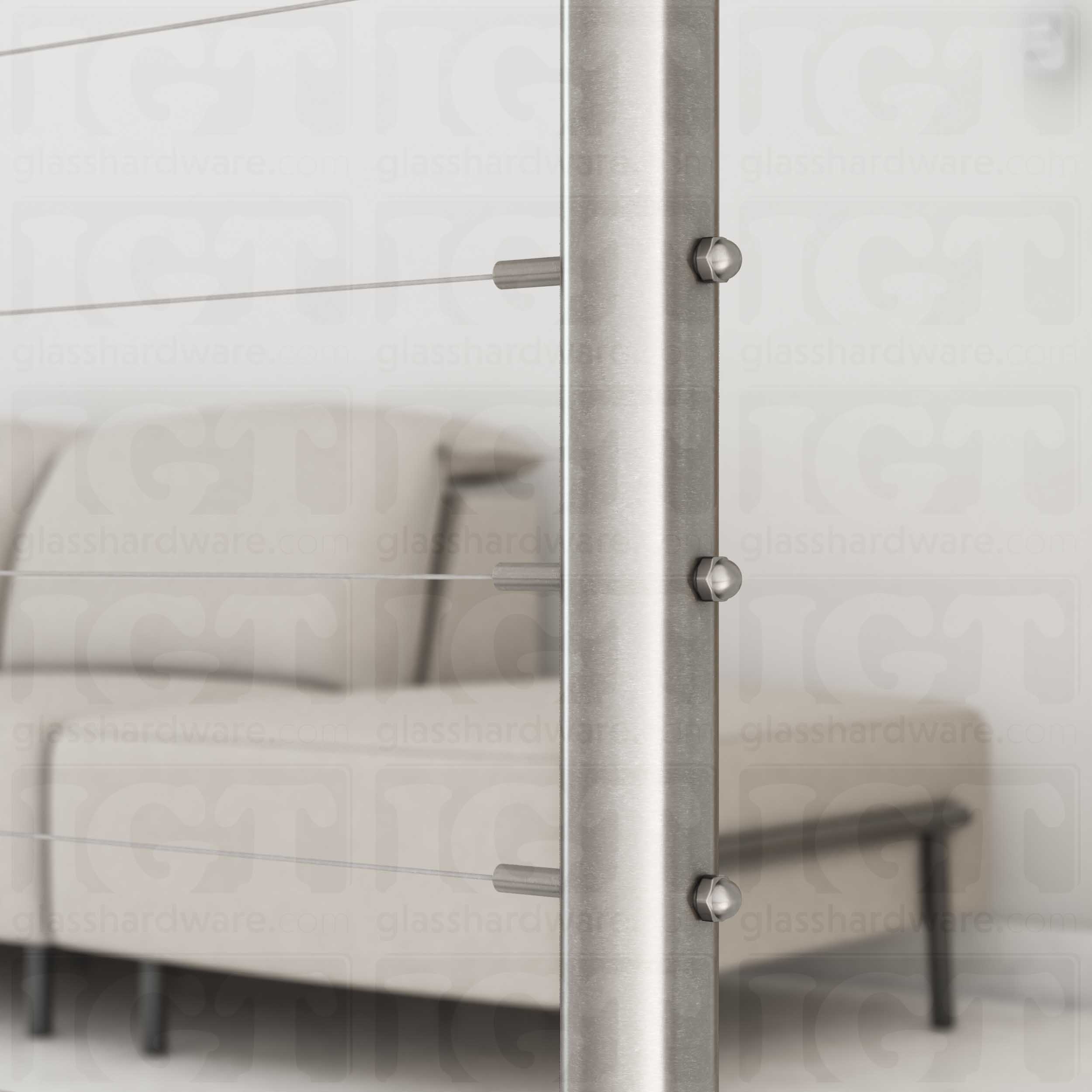 39 1/2″ Round Cable Railing Post - Brushed Stainless - Image 5
