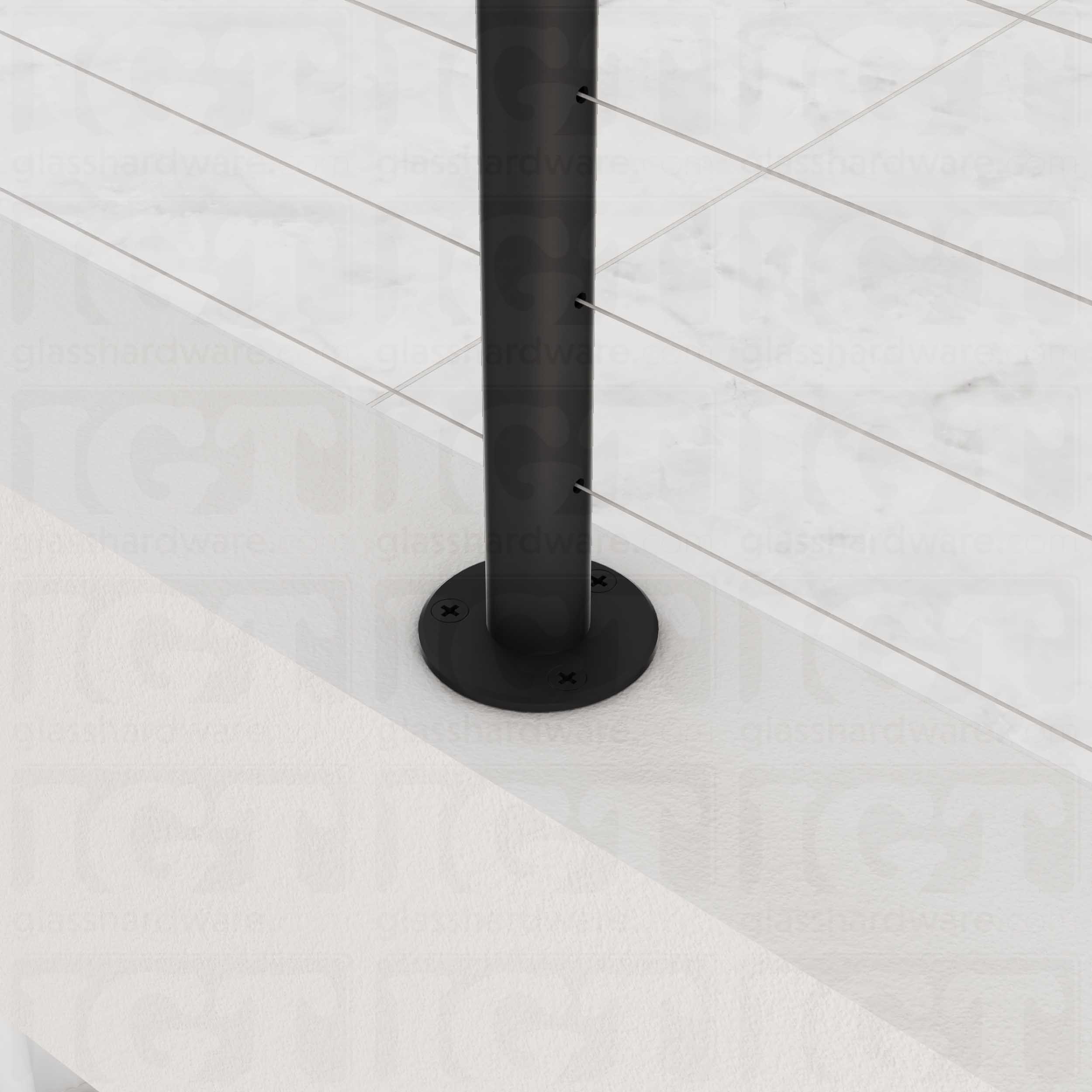 39 1/2″ Round Cable Railing Post - Matte Black - Image 3