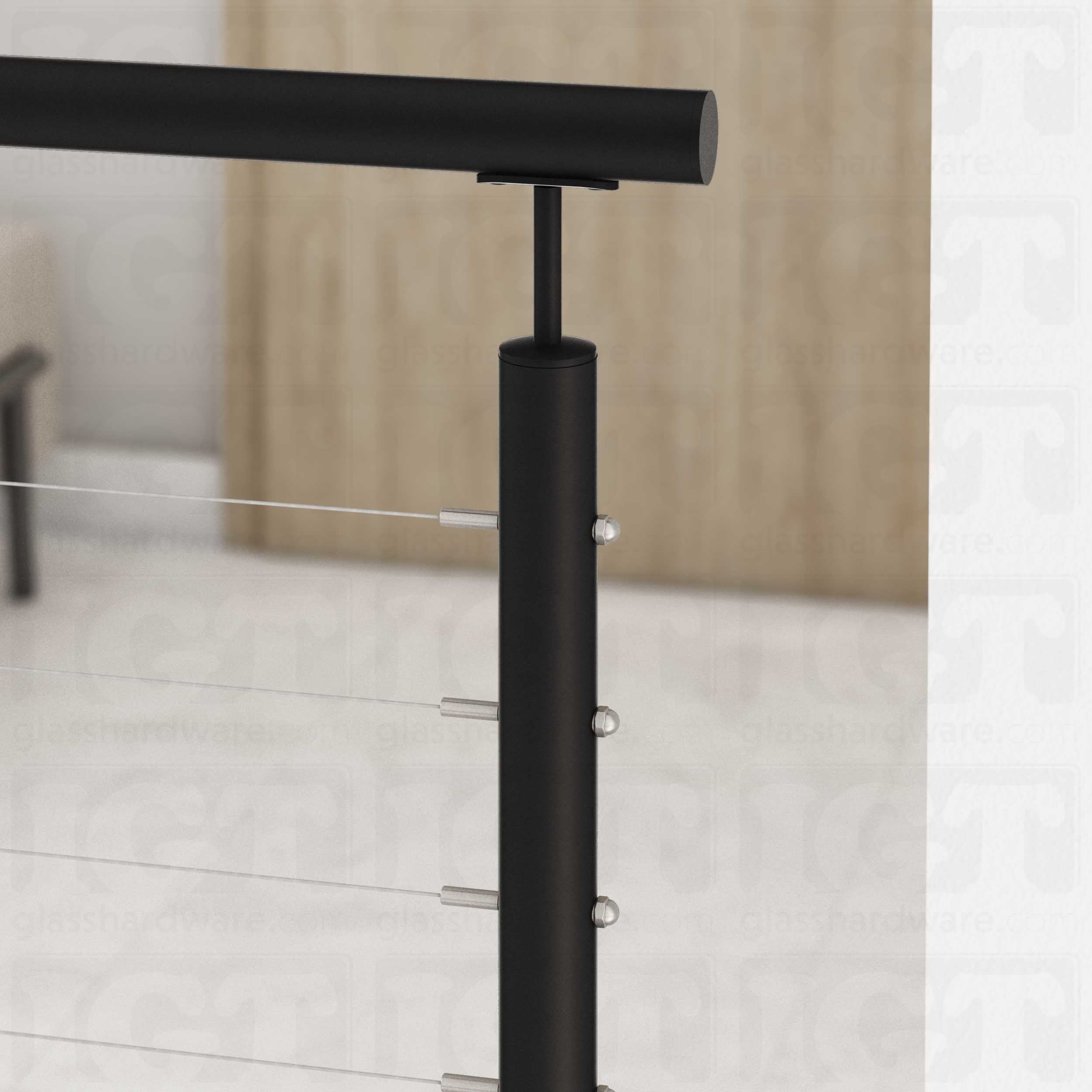 39 1/2″ Round Cable Railing Post - Matte Black - Image 4