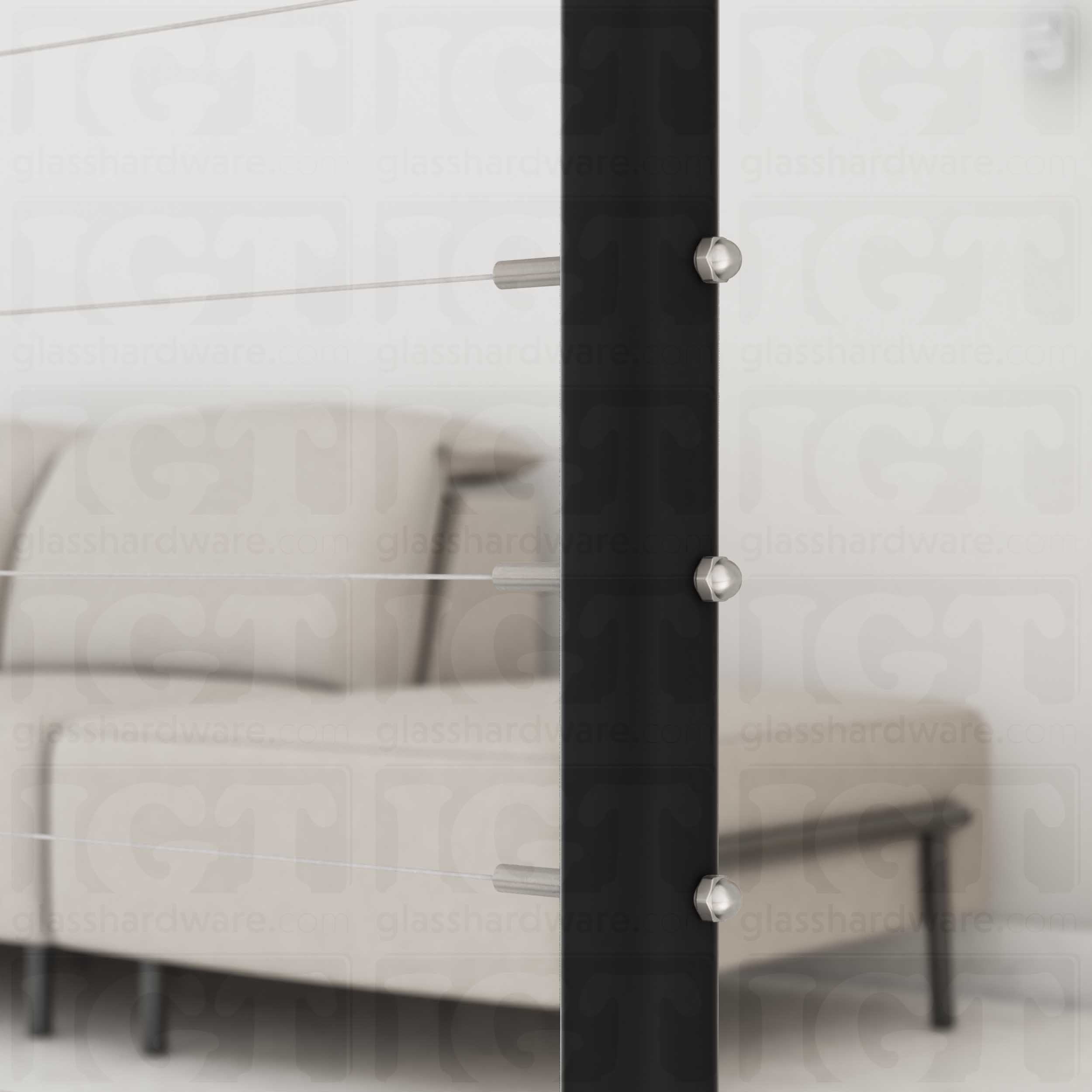 39 1/2″ Round Cable Railing Post - Matte Black - Image 5