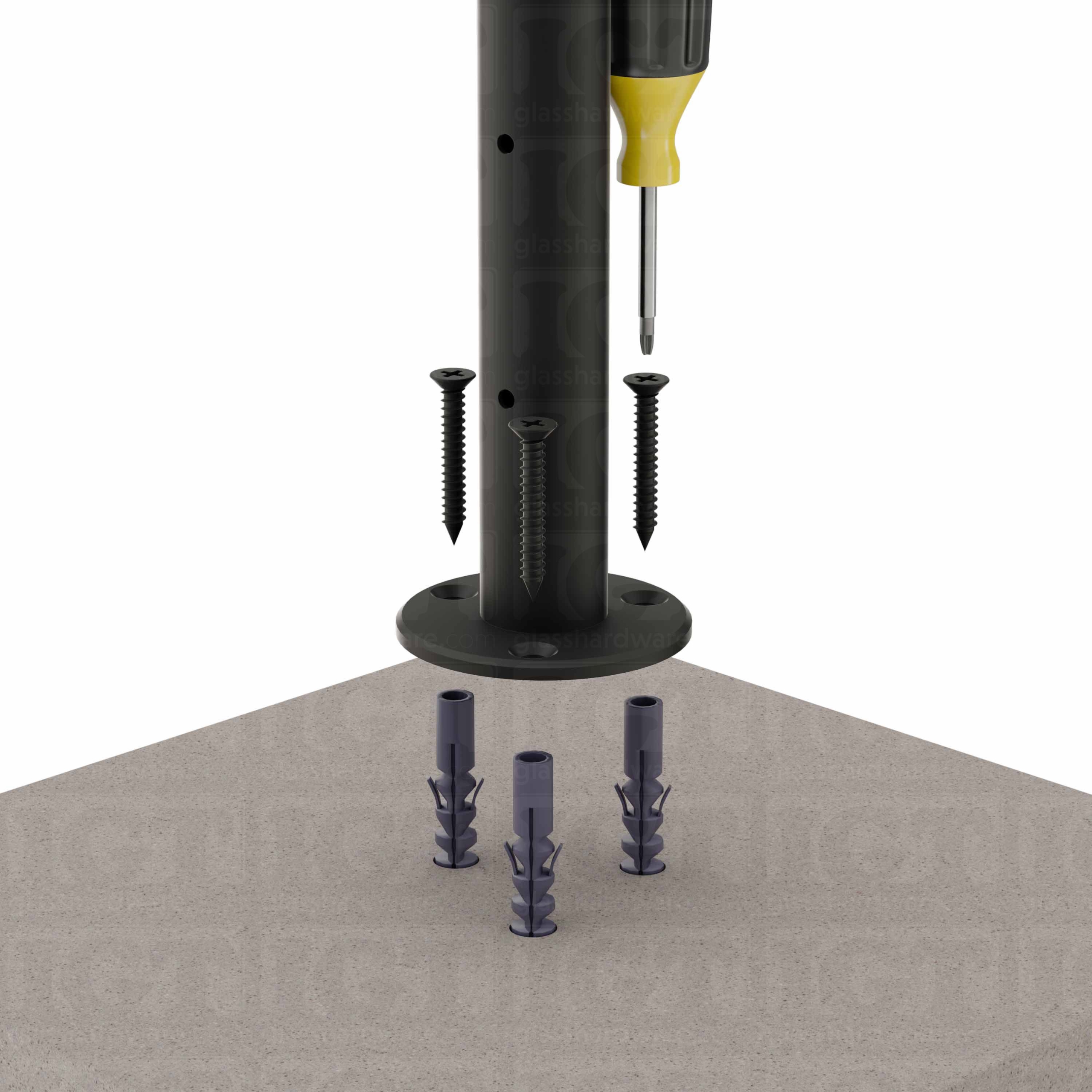 39 1/2″ Round Cable Railing Post - Matte Black - Image 6