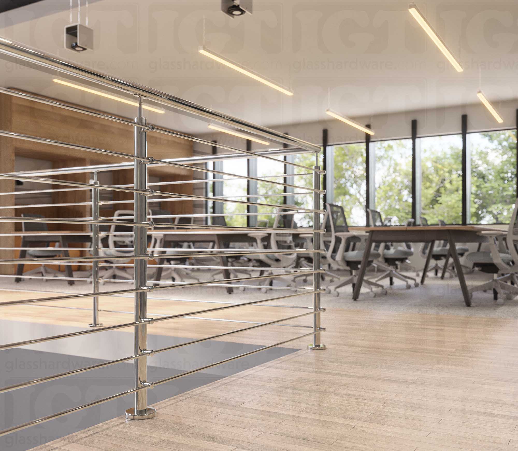 39 1/2” Round Rod Railing Post - Polished Stainless - Image 4