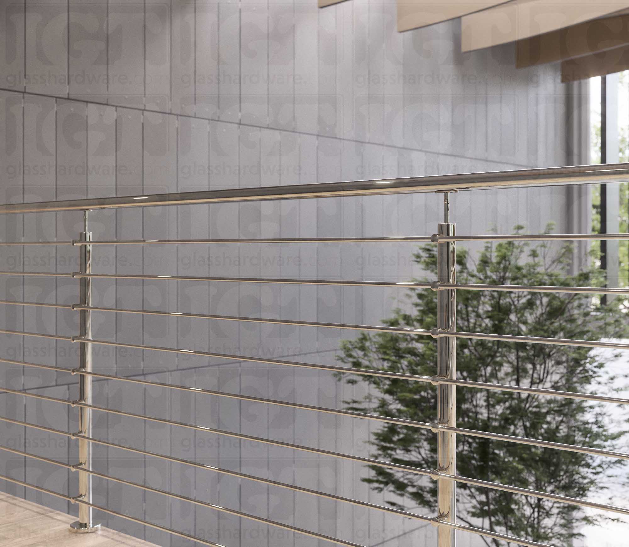 39 1/2” Round Rod Railing Post - Polished Stainless - Image 3