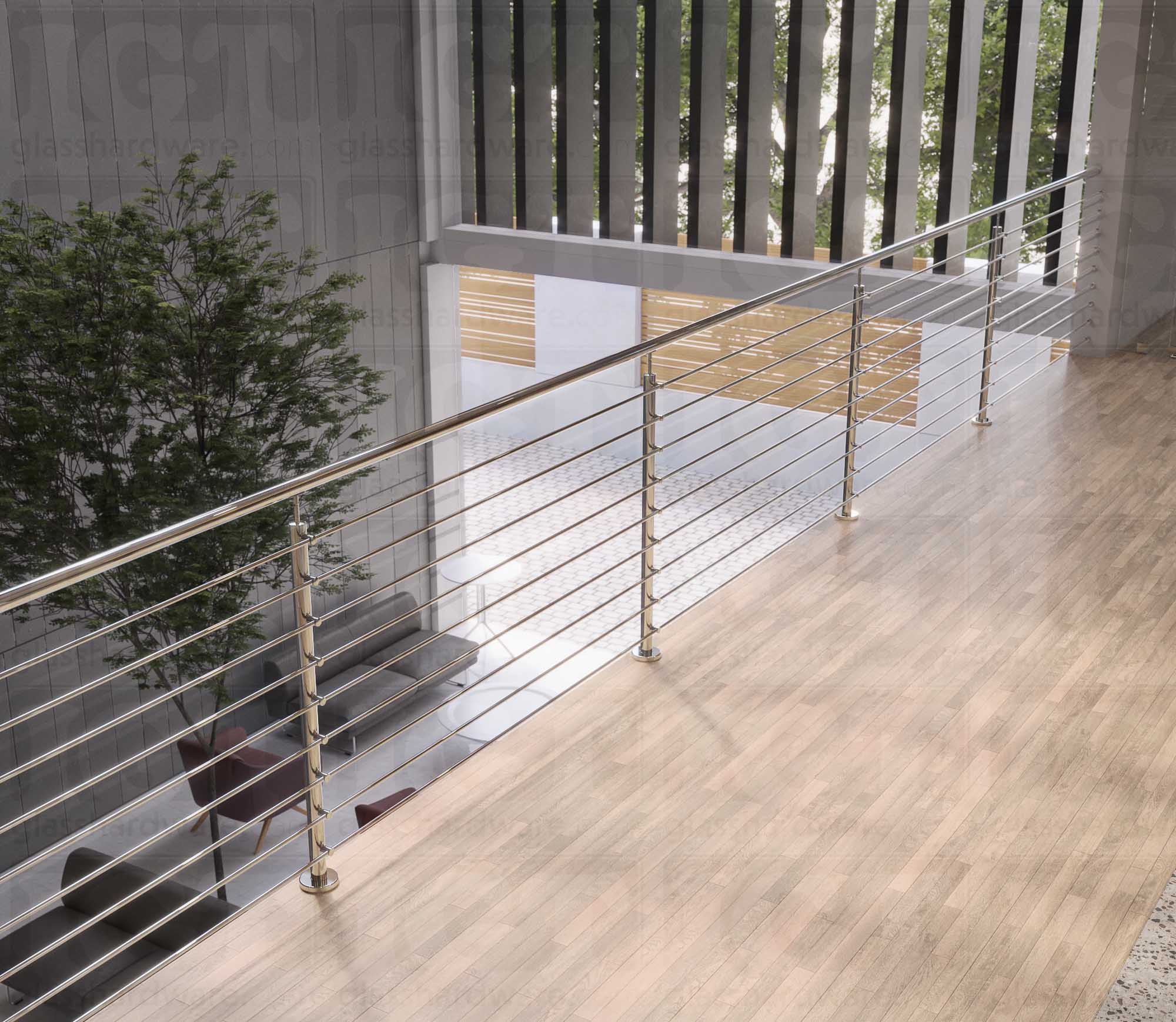 39 1/2” Round Rod Railing Post - Polished Stainless - Image 5