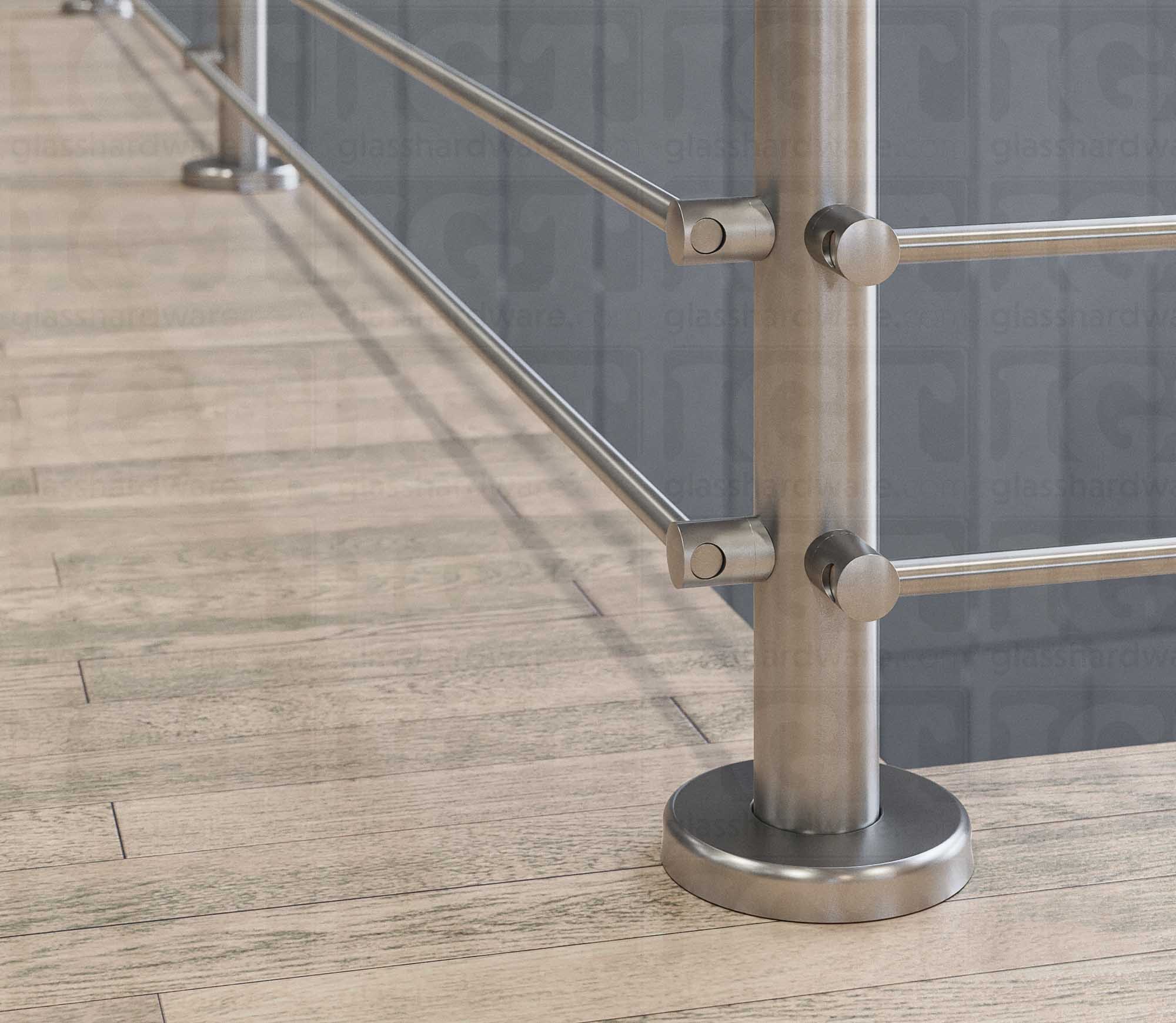 39 1/2” Round Rod Railing Corner Post - Brushed Stainless - Image 4