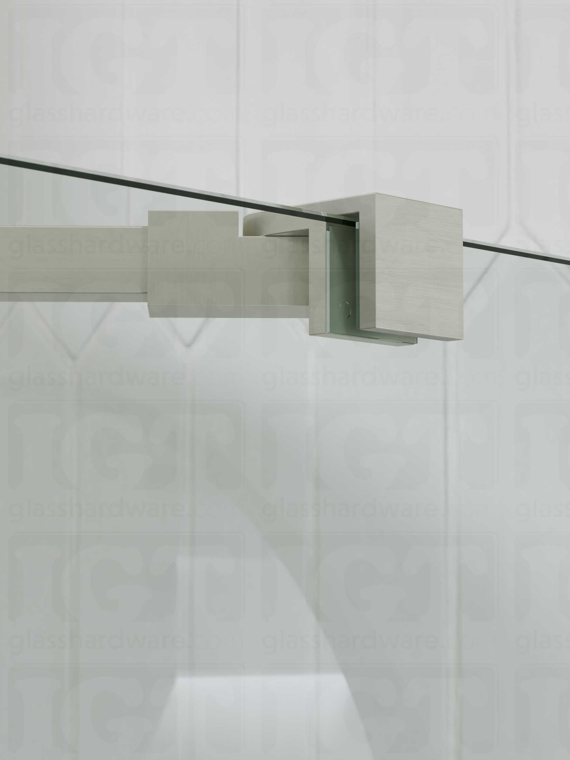 Glass Mount Adjustable Bracket for Support Bar - Brushed Nickel - Image 4