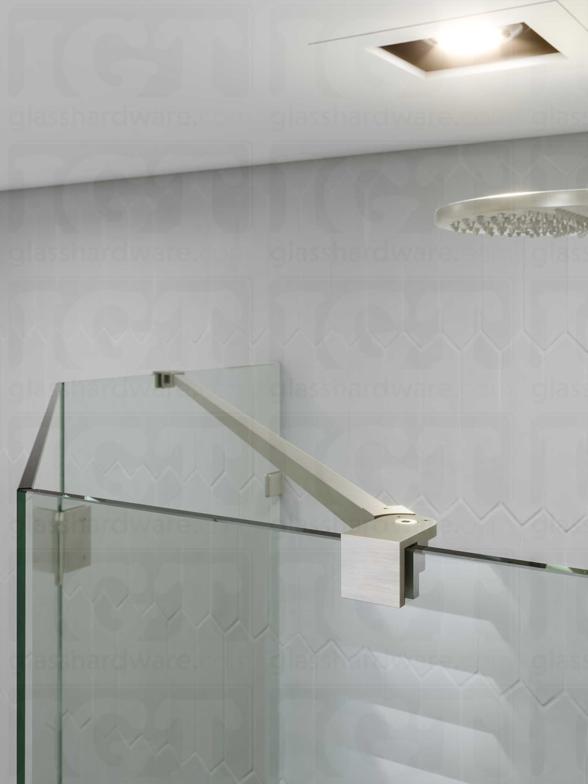 Glass Mount Adjustable Bracket for Support Bar - Brushed Nickel - Image 3