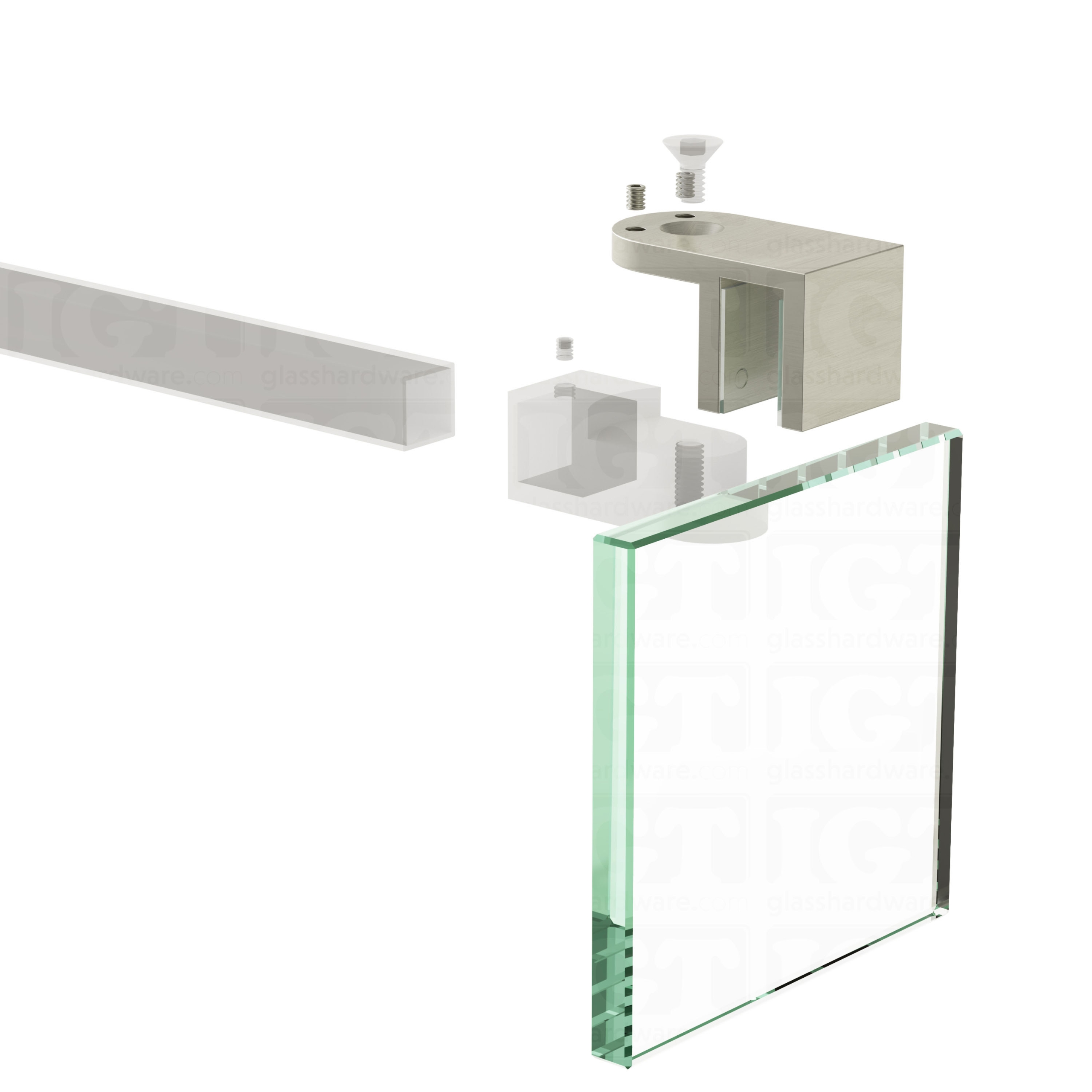 Glass Mount Adjustable Bracket for Support Bar - Brushed Nickel - Image 6