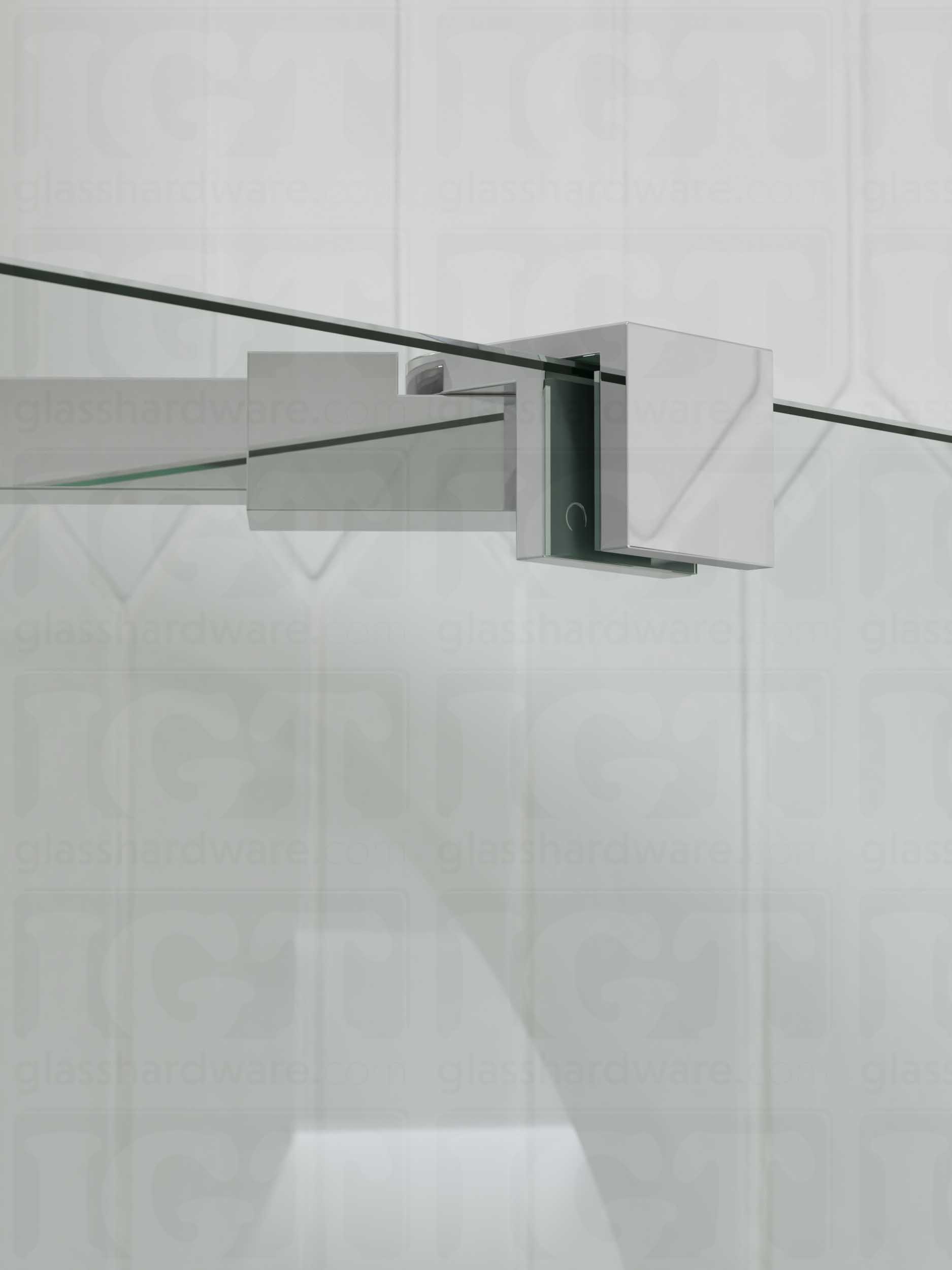 Glass Mount Adjustable Bracket for Support Bar - Chrome Polished - Image 4