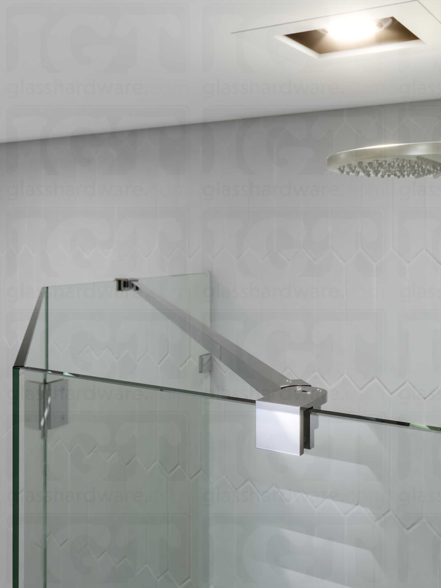 Glass Mount Adjustable Bracket for Support Bar - Chrome Polished - Image 3