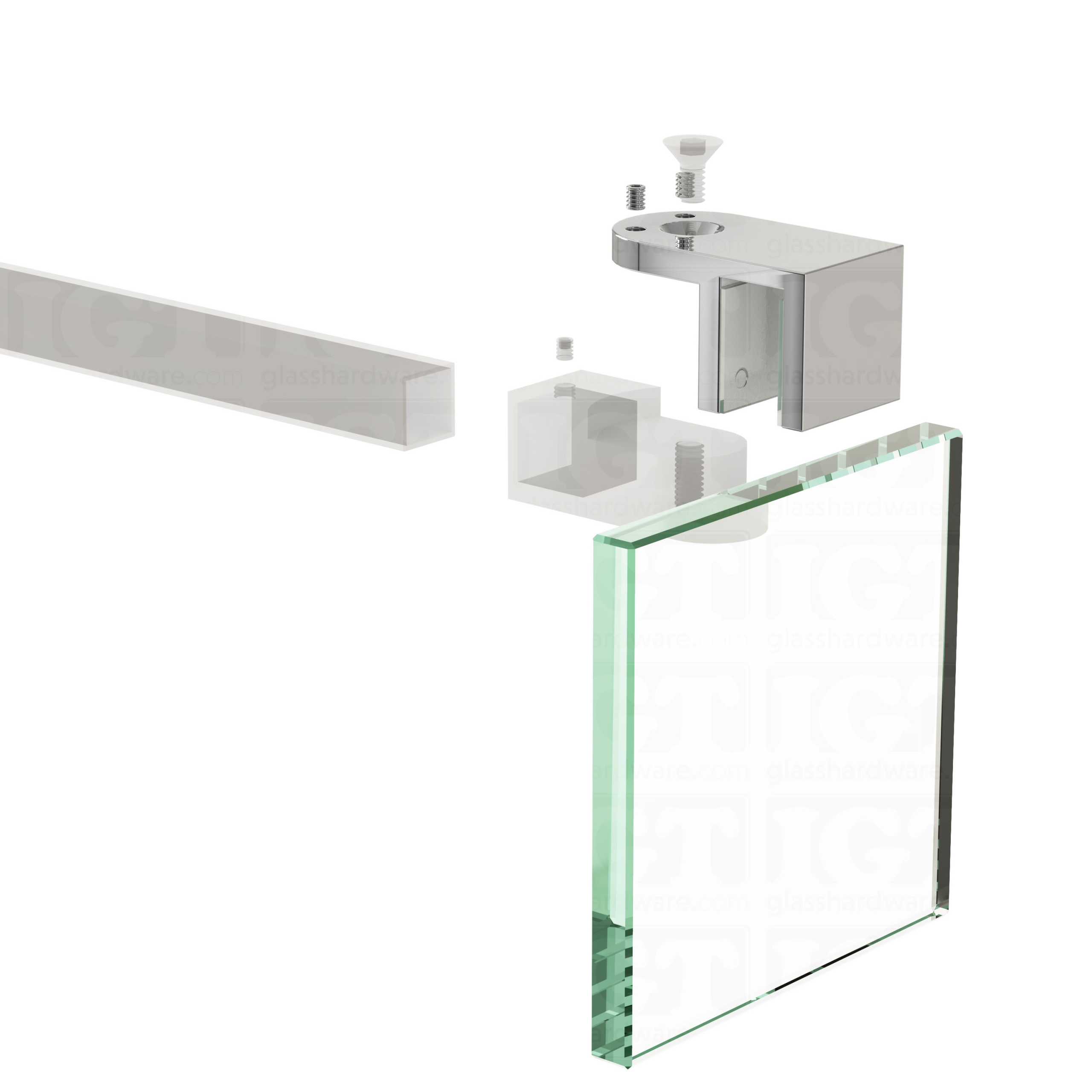 Glass Mount Adjustable Bracket for Support Bar - Chrome Polished - Image 6