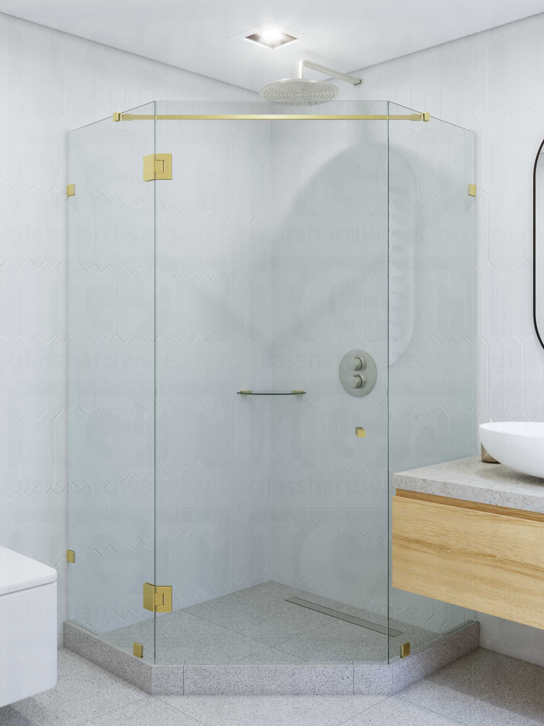 Glass Mount Adjustable Bracket for Support Bar - Gold Brushed - Image 2