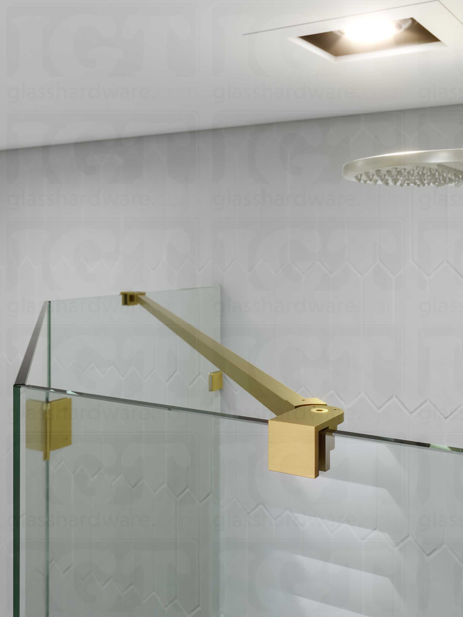 Glass Mount Adjustable Bracket for Support Bar - Gold Brushed - Image 3