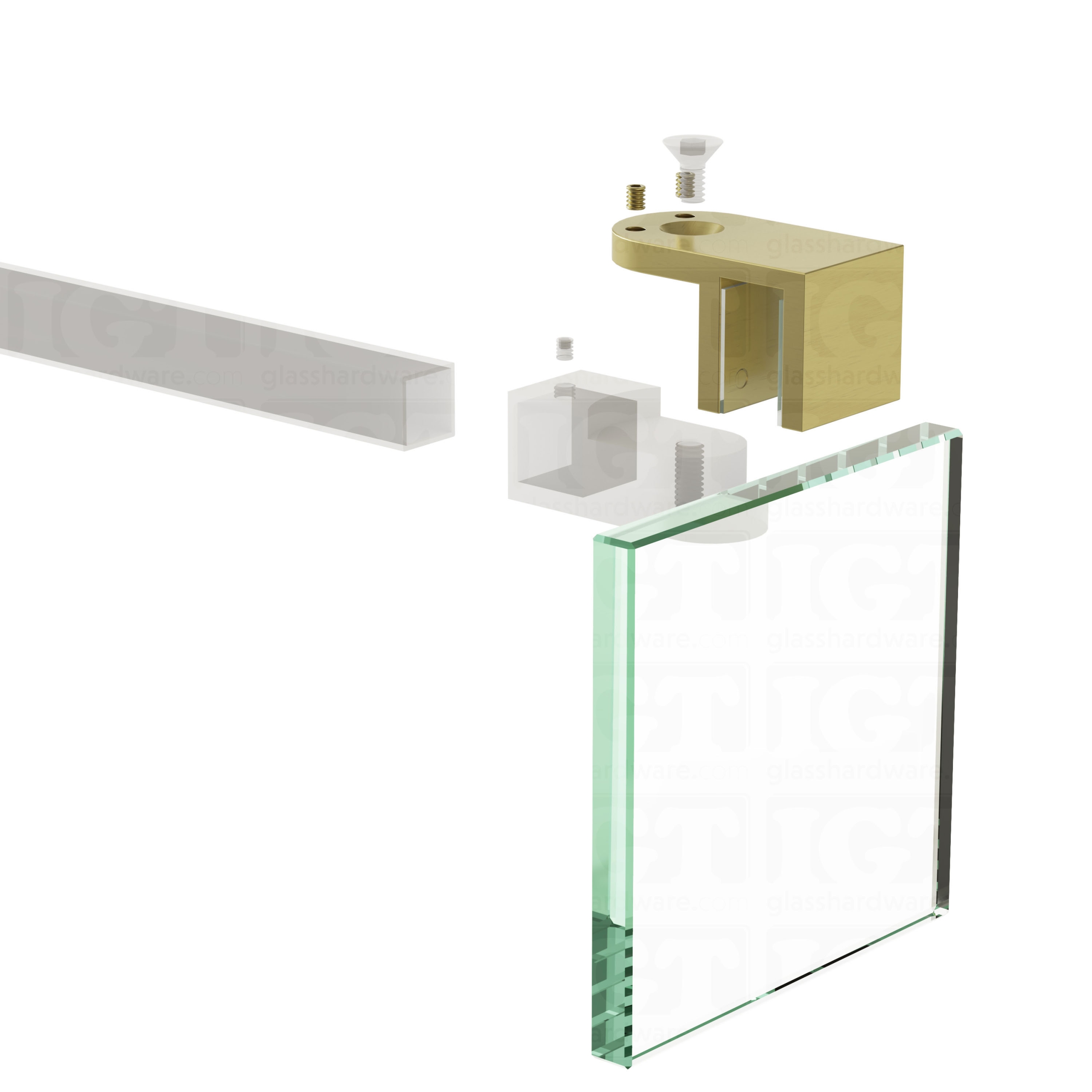 Glass Mount Adjustable Bracket for Support Bar - Gold Brushed - Image 6