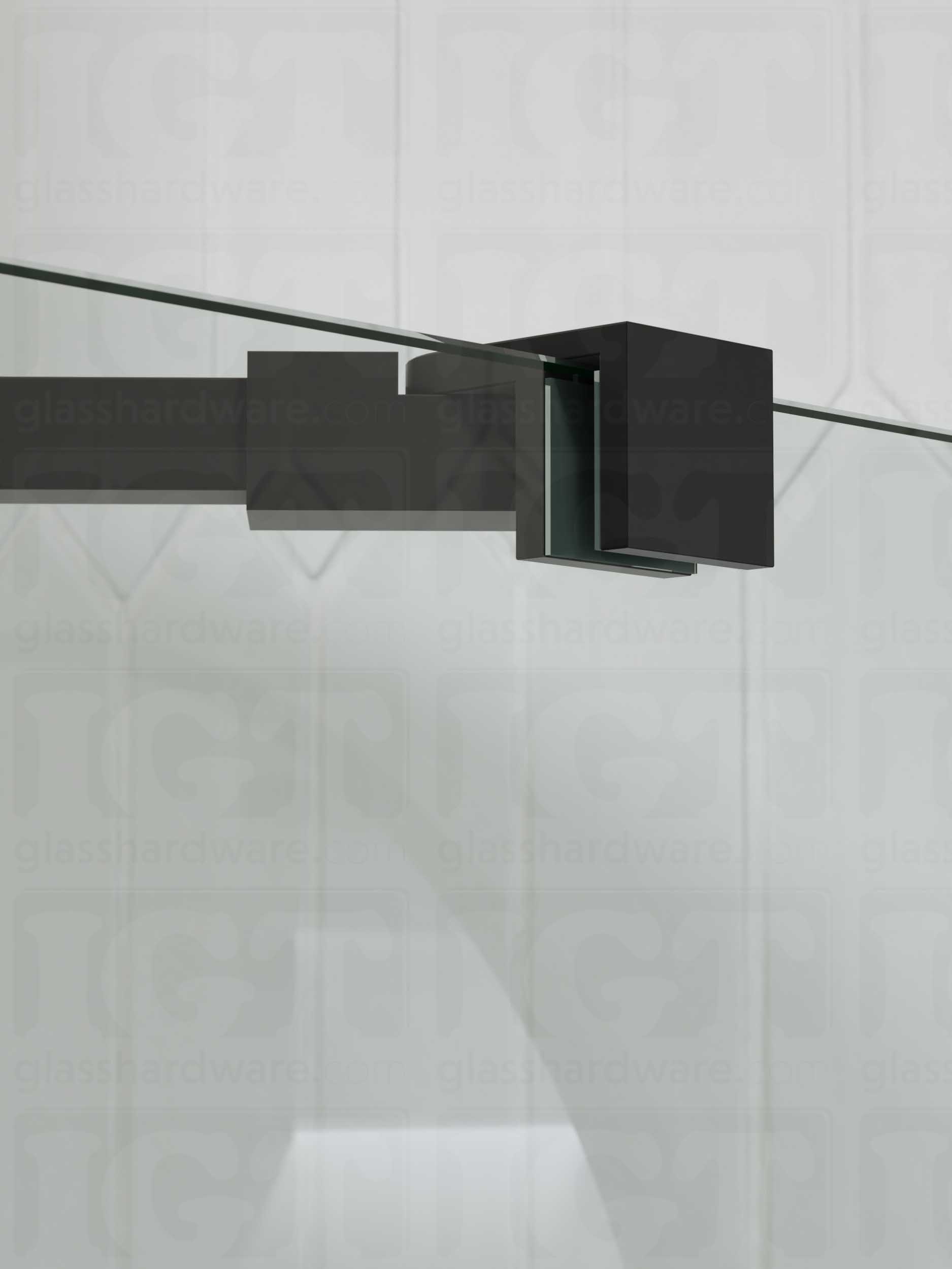Glass Mount Adjustable Bracket for Support Bar - Matte Black - Image 4