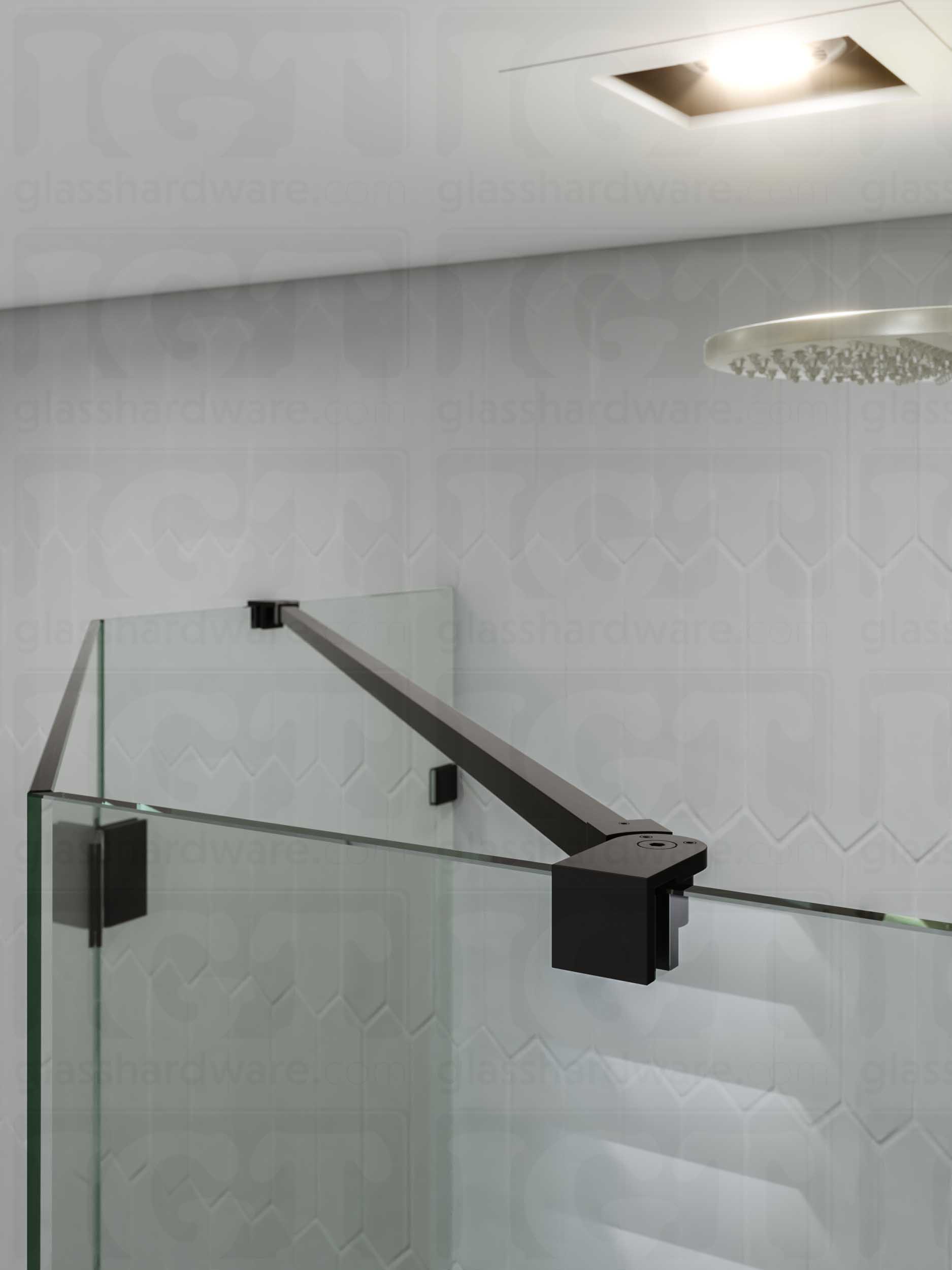 Glass Mount Adjustable Bracket for Support Bar - Matte Black - Image 3