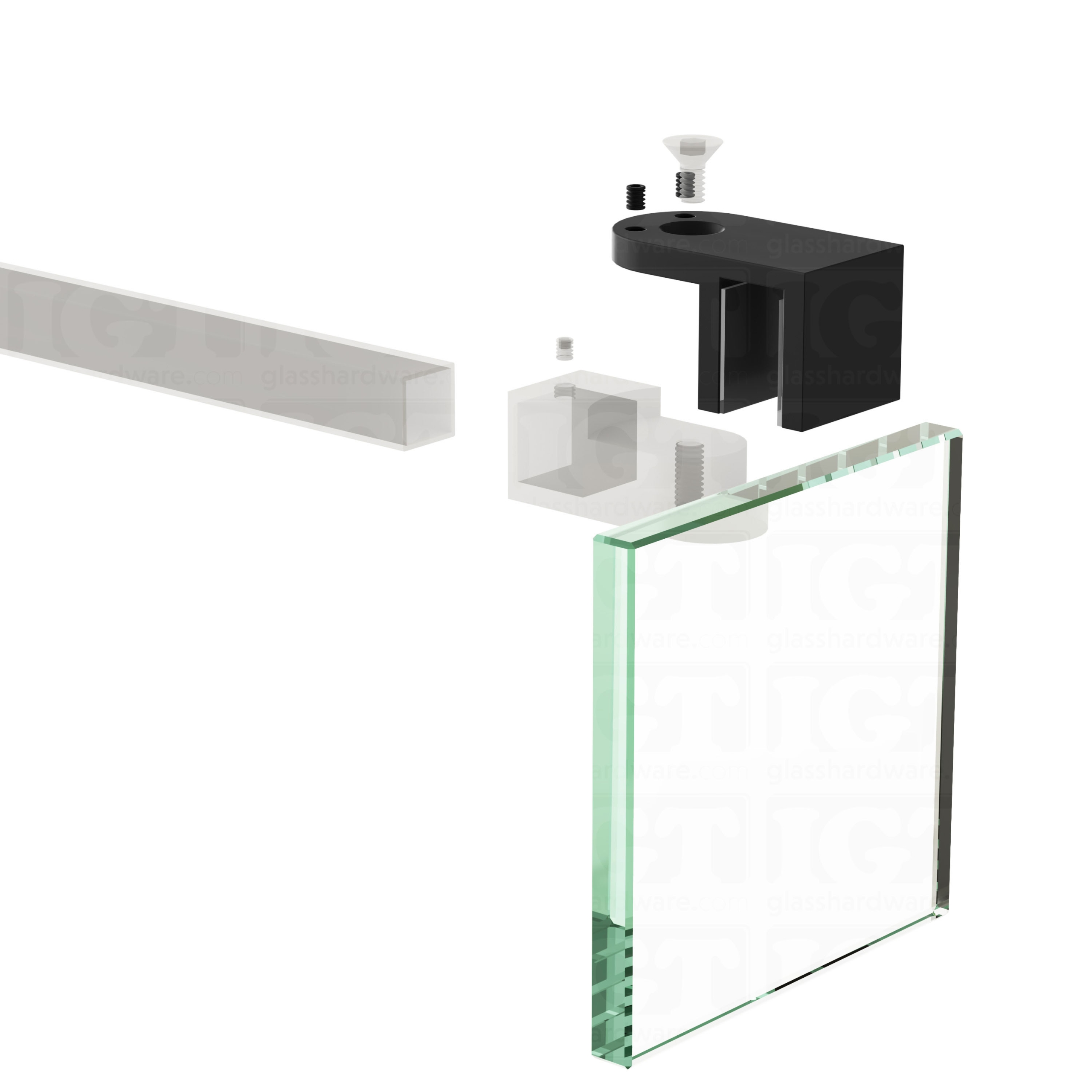 Glass Mount Adjustable Bracket for Support Bar - Matte Black - Image 6